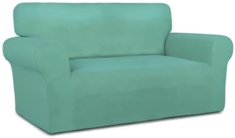 PureFit Stretch Loveseat Covers Fleece Couch Covers for Sofa Cyan | 1-Piece Sofa Slipcover Soft Couch Protector, Sofa Cover Washable with Non Skid Foam and Elastic Bottom for Kids, Dogs - Image 8