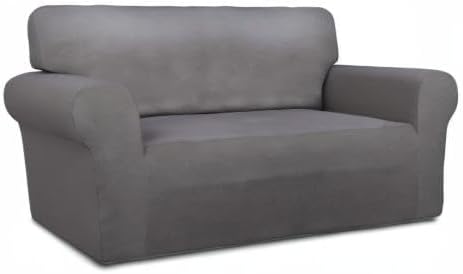 PureFit Stretch Loveseat Covers Fleece Couch Covers for Sofa Light Gray | 1-Piece Sofa Slipcover Soft Couch Protector, Sofa Cover Washable with Non Skid Foam and Elastic Bottom for Kids, Dogs - Image 8