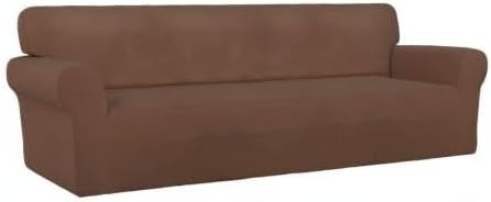PureFit Stretch Couch Covers for Sofa 4 Seater Slipcovers Brown | 1-Piece Sofa Cover Washable Soft Couch protector, Couch Slipcover with Non Skid Foam and Elastic Bottom for Kids, Dogs - Image 8