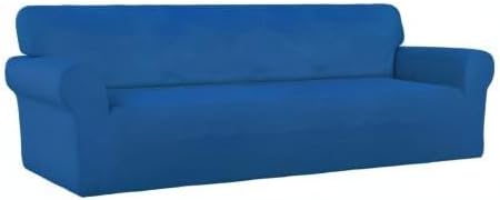 PureFit Stretch Couch Covers for Sofa 4 Seater Slipcovers Classic Blue | 1-Piece Sofa Cover Washable Soft Couch protector, Couch Slipcover with Non Skid Foam and Elastic Bottom for Kids, Dogs - Image 8