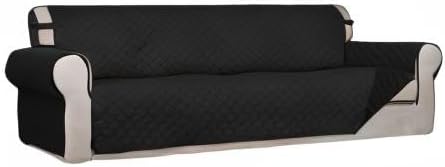 PureFit Reversible Quilted Couch Covers for Dogs Sofa Cover 4 Seater 88" | Black/Black, Water Resistant Couch Protector, Washable Pet Couch Cover with Non Slip and Elastic Straps For Kids - Image 8
