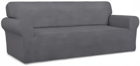 PureFit Stretch Couch Covers for Sofa Large Sofa Slipcovers Gray | 1-Piece Sofa Cover Washable Soft Couch Protector, Couch Slipcover with Non Skid Foam and Elastic Bottom for Kids, Dogs - Image 8