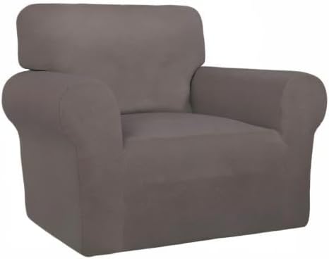 PureFit Super Stretch Chair Covers Fleece Couch Covers for Sofa Taupe | 1-Piece Spandex Couch Cover Soft Couch Protector, Sofa Cover Washable with Non Skid Foam and Elastic Bottom for Kids, Dogs - Image 8