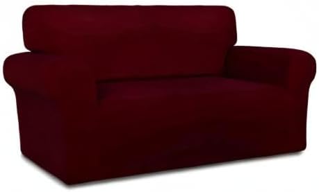 PureFit Stretch Loveseat Covers Fleece Couch Covers for Sofa Wine | 1-Piece Sofa Slipcover Soft Couch Protector, Sofa Cover Washable with Non Skid Foam and Elastic Bottom for Kids, Dogs - Image 8