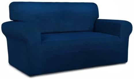 PureFit Stretch Loveseat Covers Fleece Couch Covers for Sofa Navy | 1-Piece Sofa Slipcover Soft Couch Protector, Sofa Cover Washable with Non Skid Foam and Elastic Bottom for Kids, Dogs - Image 8