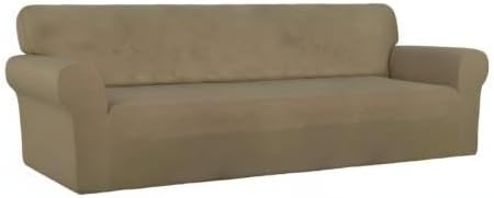 PureFit Stretch Couch Covers for Sofa 4 Seater Slipcovers Tan | 1-Piece Sofa Cover Washable Soft Couch protector, Couch Slipcover with Non Skid Foam and Elastic Bottom for Kids, Dogs - Image 8