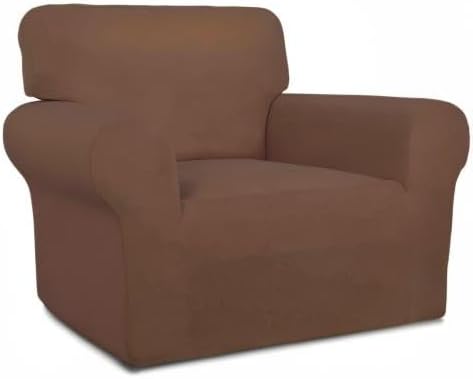 PureFit Super Stretch Chair Covers Fleece Couch Covers for Sofa Brown | 1-Piece Spandex Couch Cover Soft Couch Protector, Sofa Cover Washable with Non Skid Foam and Elastic Bottom for Kids, Dogs - Image 8