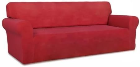 PureFit Stretch Couch Covers for Sofa Large Sofa Slipcovers Red | 1-Piece Sofa Cover Washable Soft Couch Protector, Couch Slipcover with Non Skid Foam and Elastic Bottom for Kids, Dogs - Image 8