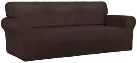 PureFit Stretch Couch Covers for Sofa Large Sofa Slipcovers Chocolate | 1-Piece Spandex Couch cover Soft Couch protector, Sofa cover Washable with Non Skid Foam and Elastic Bottom for Kids, Dogs - Image 8