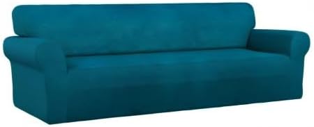 PureFit Stretch Couch Covers for Sofa 4 Seater Slipcovers Peacock Blue | 1-Piece Sofa Cover Washable Soft Couch protector, Couch Slipcover with Non Skid Foam and Elastic Bottom for Kids, Dogs - Image 8