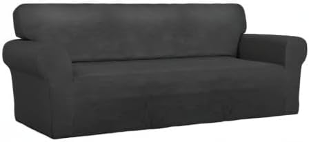 PureFit Stretch Couch Covers for Sofa Large Sofa Slipcovers Dark Gray | 1-Piece Spandex Couch cover Soft Couch protector, Sofa cover Washable with Non Skid Foam and Elastic Bottom for Kids, Dogs - Image 8