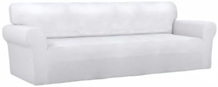 PureFit Stretch Couch Covers for Sofa 4 Seater Slipcovers White | 1-Piece Sofa Cover Washable Soft Couch protector, Couch Slipcover with Non Skid Foam and Elastic Bottom for Kids, Dogs - Image 8