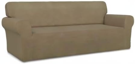 PureFit Stretch Couch Covers for Sofa Large Sofa Slipcovers Tan | 1-Piece Sofa Cover Washable Soft Couch Protector, Couch Slipcover with Non Skid Foam and Elastic Bottom for Kids, Dogs - Image 8