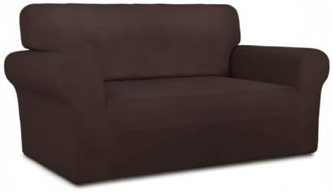 PureFit Stretch Loveseat Covers Fleece Couch Covers for Sofa Chocolate | 1-Piece Sofa Slipcover Soft Couch Protector, Sofa Cover Washable with Non Skid Foam and Elastic Bottom for Kids, Dogs - Image 8