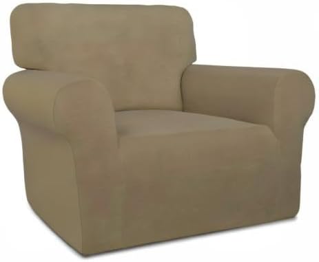 PureFit Super Stretch Chair Covers Fleece Couch Covers for Sofa Tan | 1-Piece Spandex Couch Cover Soft Couch Protector, Sofa Cover Washable with Non Skid Foam and Elastic Bottom for Kids, Dogs - Image 8