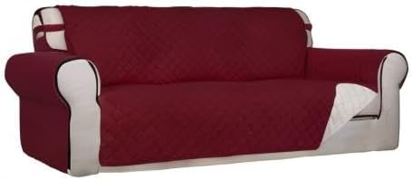 PureFit Reversible Quilted Sofa Cover Dog Couch Covers for Sofa, 66 in | Red/Ivory, Water Resistant Couch Protector, Washable Pet Couch Cover with Non Slip and Elastic Straps For Kids - Image 8