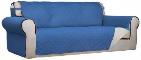 PureFit Reversible Quilted Sofa Cover Dog Couch Covers for Sofa, 66 in | Blue/Ivory, Water Resistant Couch Protector, Washable Pet Couch Cover with Non Slip and Elastic Straps For Kids - Image 8