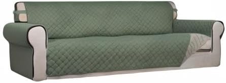 PureFit Reversible Quilted Couch Covers for Dogs Sofa Cover 4 Seater 88" | Greyish Green/Beige, Water Resistant Couch Protector, Washable Pet Couch Cover with Non Slip and Elastic Straps For Kids - Image 8