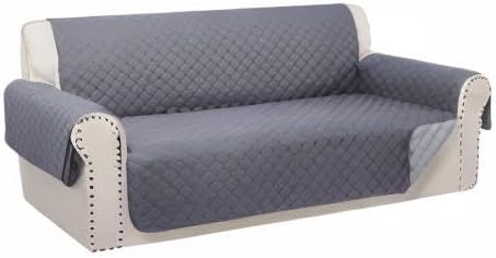 Reversible Couch Cover for 3 Cushion, Sofa, Dark Grey | Couch Cover for Sofa, Pet Friendly Water Repellent Couch Sofa Cover, Washable Furniture Protector with Elastic Straps - Image 9