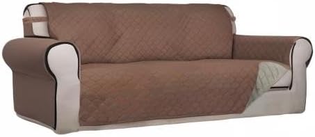 PureFit Reversible Quilted Sofa Cover, Water Resistant Slipcover Furniture Protector, Washable Couch Cover with Non Slip Foam and Elastic Straps for Kids, Dogs, Pets (Large, Brown/Beige) | Brown/Beige, Water Resistant Couch Protector, Washable Pet Couc... - Image 8