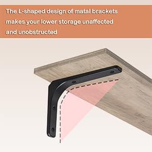Long Wall Shelves, 39.4Inch Wooden Wall Mounted Shelves, Set of 2 | Large Floating Book Shelf, Metal Bracket, Easy Assembly, Max Load 33lbs, Wall Storage Ledges, Bedroom/Bathroom/Kitchen Greige - Image 8