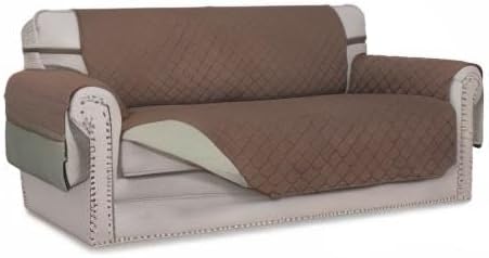 Easy-Going Sofa Slipcover Reversible Loveseat Sofa Cover Couch Cover for 2 Cushion Couch Furniture Protector with Elastic Straps for Pets Kids Dog Cat (Oversized Loveseat, Brown/Beige) | Oversized Loveseat Slipcover For Dogs, Water Resistant Mat, Livin... - Image 7