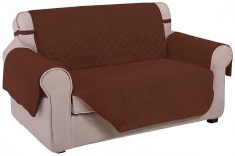 U-NICE HOME Loveseat Sofa Cover for 2 Cushion Couch, Brown | 45''Loveseat Cover Washable, Pet Friendly, Elastic Straps, Water Repellent, Furniture Protector for 2 Cushion - Image 7
