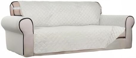 PureFit Reversible Quilted Couch Covers for Dogs Oversized Sofa Cover 78” | Ivory/Ivory, Water Resistant Couch Protector, Washable Pet Couch Cover with Non Slip and Elastic Straps For Kids - Image 8
