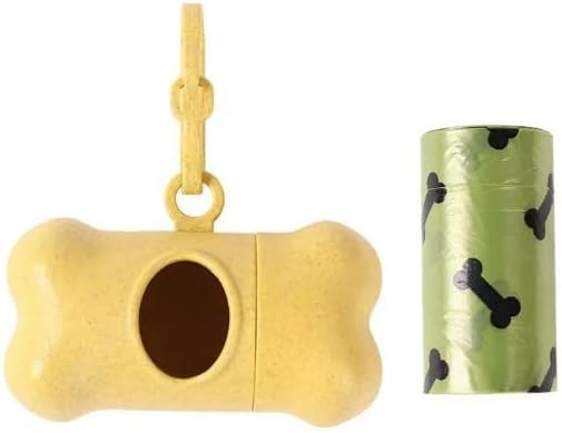 Dog Waste Bag Dispenser, Bone Shaped, Portable Pet Poop Bag Holder with Carabiner Clip, 2 Pack (Yellow Green) - Image 3