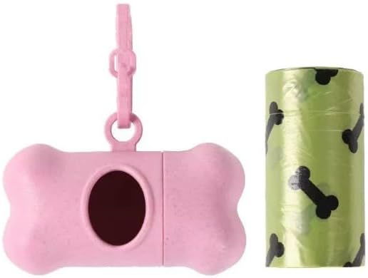 Dog Waste Bag Dispenser, Bone Shaped, Portable Pet Poop Bag Holder with Carabiner Clip, 2 Pack (Pink Cyan) - Image 3