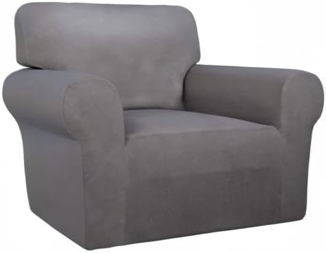 PureFit Stretch Chair Covers Fleece Couch Covers for Sofa Light Gray | 1-Piece Spandex Couch Cover Soft Couch Protector, Sofa Cover Washable with Non Skid Foam and Elastic Bottom for Kids, Dogs - Image 8