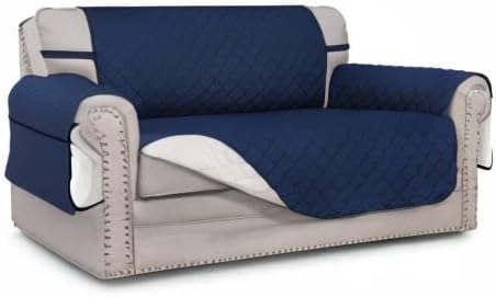 Easy-Going Reversible Loveseat Couch Cover for 2 Cushion Couch Sofa Cover for Dogs Water Resistant Furniture Protector with Foam Sticks Elastic Straps for Pet (Loveseat, Navy/Ivory) | Machine Washable Slipcover For Dogs, Water Resistant Furniture Mat F... - Image 10