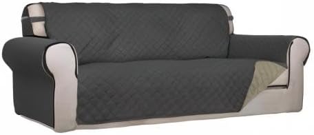 PureFit Reversible Quilted Sofa Cover Dog Couch Covers for Sofa, 66 in | Dark Gray/Beige, Water Resistant Couch Protector, Washable Pet Couch Cover with Non Slip and Elastic Straps For Kids - Image 8