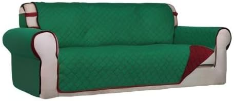 PureFit Reversible Quilted Couch Covers for Dogs Oversized Sofa Cover 78” | Green/Red, Water Resistant Couch Protector, Washable Pet Couch Cover with Non Slip and Elastic Straps For Kids - Image 8
