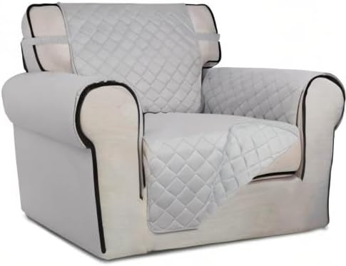PureFit Reversible Chair Sofa Cover Dog Couch Covers for Sofa, 25.5 in | Light Gray/Light Gray, Water Resistant Couch Protector, Washable Pet Couch Cover with Non Slip and Elastic Straps For Kids - Image 8