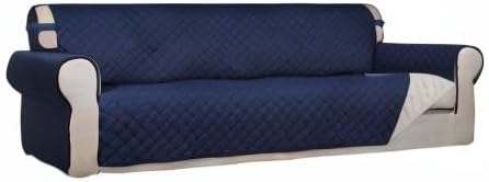 PureFit Reversible Quilted Couch Covers for Dogs Sofa Cover 4 Seater 88" | Navy/Ivory, Water Resistant Couch Protector, Washable Pet Couch Cover with Non Slip and Elastic Straps For Kids - Image 8