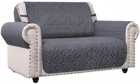 Ameritex Loveseat Cover Water-Resistant Quilted Furniture Protector with Back Nonslip Paws Slipcover for Dogs, Kids, Pets Loveseat Slipcover Stay in Place for Leather (Dark Grey, 54'') - Image 9