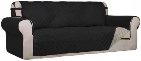 PureFit Reversible Quilted Couch Covers for Dogs Oversized Sofa Cover 78” | Black/Beige, Water Resistant Couch Protector, Washable Pet Couch Cover with Non Slip and Elastic Straps For Kids - Image 8