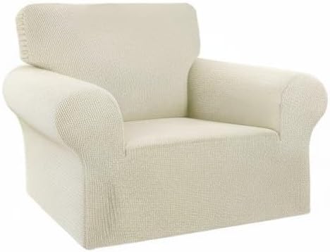 KEKUOU Stretch Chair Sofa Slipcover, Single Couch Cover,Beige | 1-Piece Washable Sofa Cover,Pet Friendly (31"-55") Furniture Protector Soft Jacquard Elastic Bottom for Dogs & Kids - Image 7