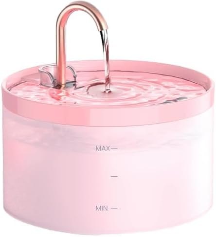 Cat Water Fountain Pink for Drinking: 67oz/2L Cat Fountain - GIOTOHUN Cute Pet Water Fountain for Cats Inside - Quiet Pet Fountain - Faucet Cat Drinking Fountain - Suitable for Kitty & Kitten by GIOTOHUNPetLife