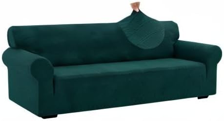 ZNSAYOTX 1 Piece Jacquard Couch Covers for 3 Cushion Couch High Stretch Sofa Cover for Pets Dogs Anti Slip Extra Large Sofa Slipcovers Furniture Protector (X-Large, New Pattern Blackish Green) - Image 7