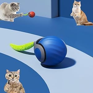 Speedy 2.0 Tail Interactive Cat Toys for Indoor Cats, Automatic Cat Toy with Tail, Electric Rolling Ball on Carpet,Cat Toys for Bored Indoor Adult Cats (Blue) - Image 2
