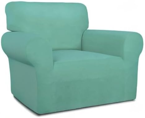 PureFit Super Stretch Chair Covers Fleece Couch Covers for Sofa Cyan | 1-Piece Spandex Couch Cover Soft Couch Protector, Sofa Cover Washable with Non Skid Foam and Elastic Bottom for Kids, Dogs - Image 8