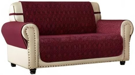 Ameritex Loveseat Cover Water-Resistant Quilted Furniture Protector with Back Nonslip Paws Slipcover for Dogs, Kids, Pets Loveseat Slipcover Stay in Place for Leather (46", Burgundy) - Image 8