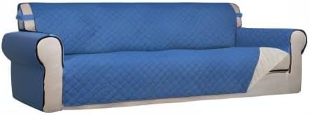 PureFit Reversible Quilted Couch Covers for Dogs Sofa Cover 4 Seater 88" | Blue/Ivory, Water Resistant Couch Protector, Washable Pet Couch Cover with Non Slip and Elastic Straps For Kids - Image 8