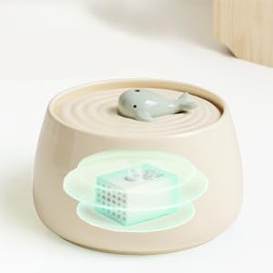 Ceramic Automatic Pet Water Fountain, 45oz/1.3L White Water Bowl | Ultra Quiet Cat Water Fountain with Activated Carbon Filter, Pet Drinking Water Dispenser Perfect for for Cats and Small Dog - Image 7