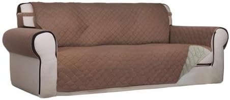 PureFit Reversible Quilted Sofa Cover, Water Resistant Slipcover Furniture Protector, Washable Couch Cover with Non Slip Foam and Elastic Straps for Kids, Pets (X Large, Brown/Beige) | Brown/Beige, Water Resistant Couch Protector, Washable Pet Couch Co... - Image 8