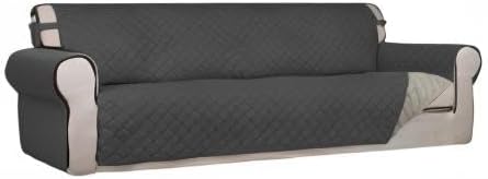 PureFit Reversible Quilted Couch Covers for Dogs Sofa Cover 4 Seater 88" | Dark Gray/Beige, Water Resistant Couch Protector, Washable Pet Couch Cover with Non Slip and Elastic Straps For Kids - Image 8