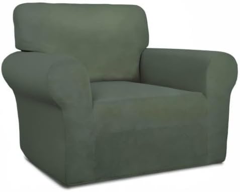 PureFit Stretch Chair Covers Fleece Couch Covers for Sofa Grayish Green | 1-Piece Spandex Couch Cover Soft Couch Protector, Sofa Cover Washable with Non Skid Foam and Elastic Bottom for Kids, Dogs - Image 8
