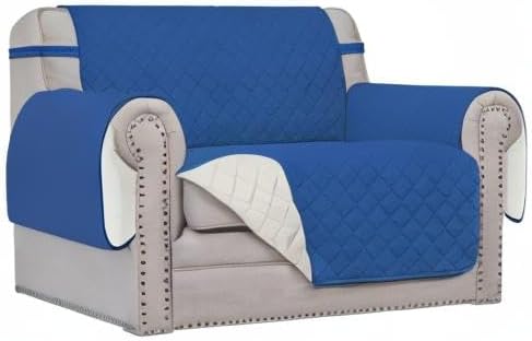 Easy-Going Reversible Couch Cover, Oversized Chair, Blue/Ivory | Machine Washable Slipcover For Dogs, Water Resistant Furniture Mat For Living Room, Non-Slip Sofa Cover, Pet Friendly - Image 8